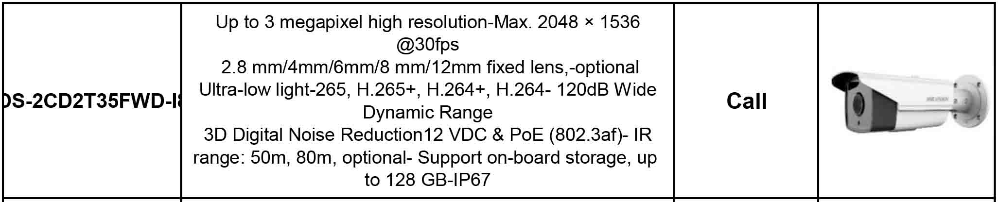 مشخصات دوربین مداربسته تحت شبکه هایک ویژن مدل DS-2CD2T35FWD-I8