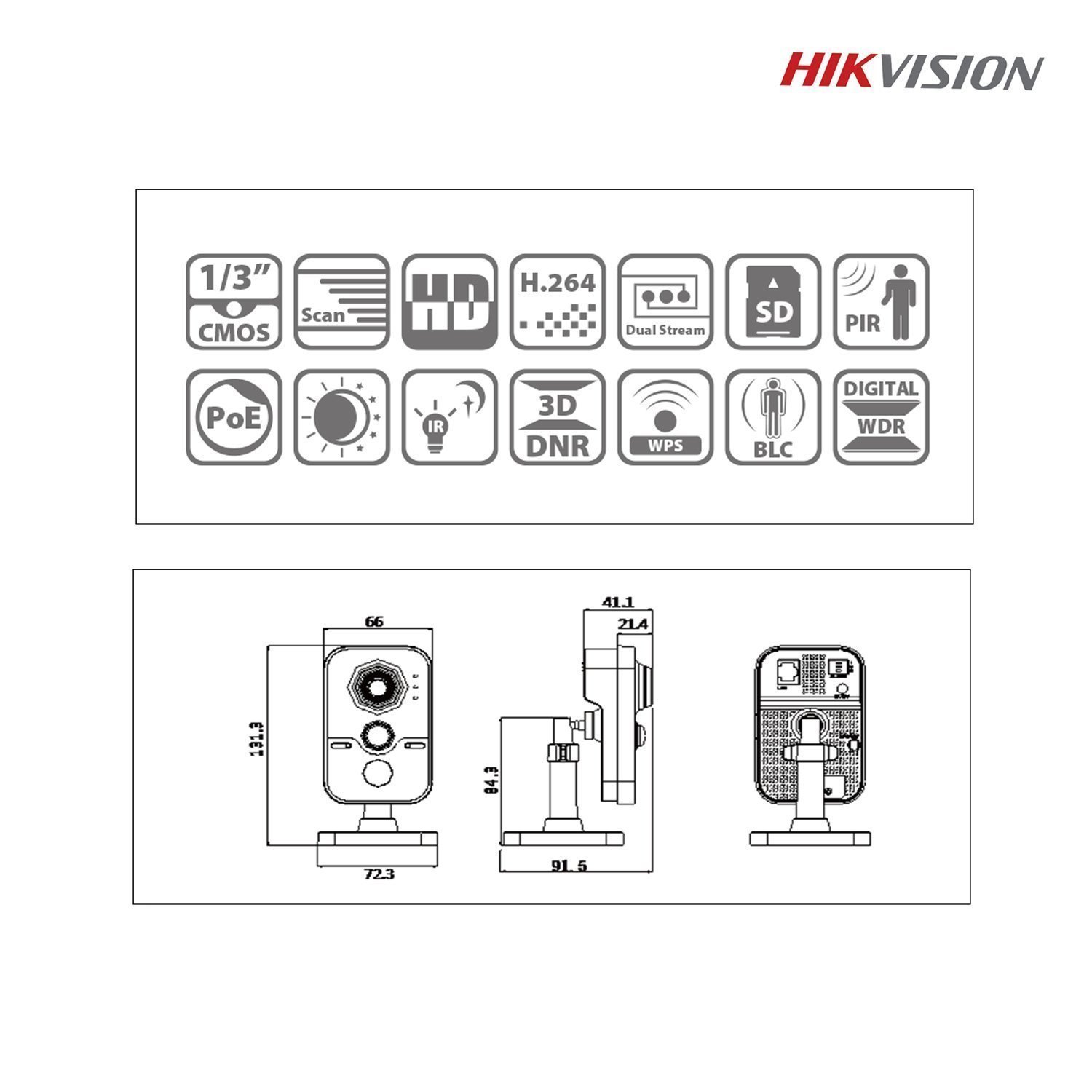 مشخصات دوربین مداربسته تحت شبکه هایک ویژن HIKVISION DS-2CD2442F-IW