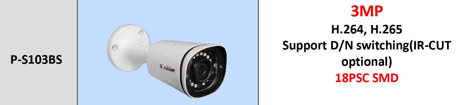 مشخصات دوربین مداربسته بولت اس ویژن مدل Svision P-S103BS 